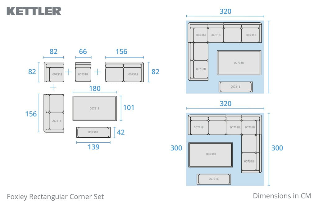 Kettler Foxley Rectangular Corner Set