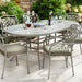 Berkeley 6 Seat Oval Outdoor Dining Set in Maize with Parasol & Base by Hartman