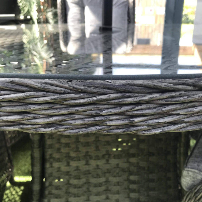 Mercer Garden Furniture Amalfi High Back 4 Seat Grey Rattan Outdoor Dining Set