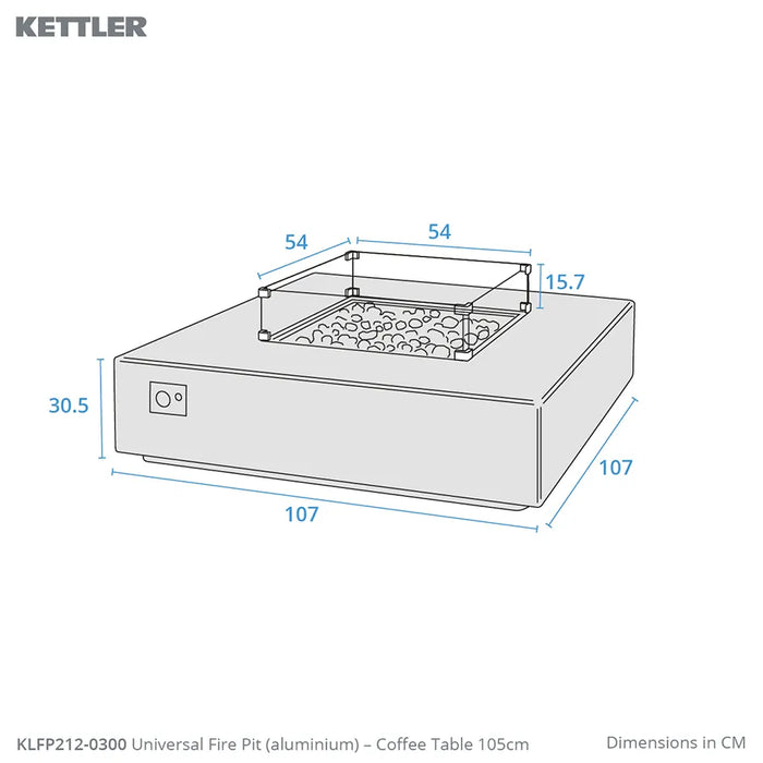 Kettler Kalos Universal Fire Pit Coffee Table 105cm