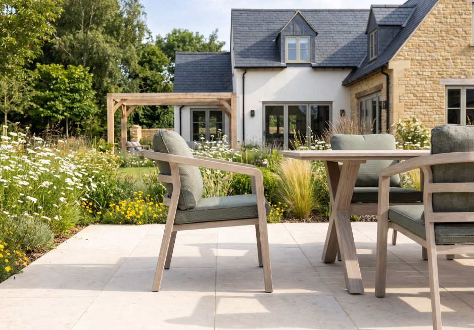 Hartman Loretta 6 Seat Rectangular Set in Driftwood Folie / Meadow