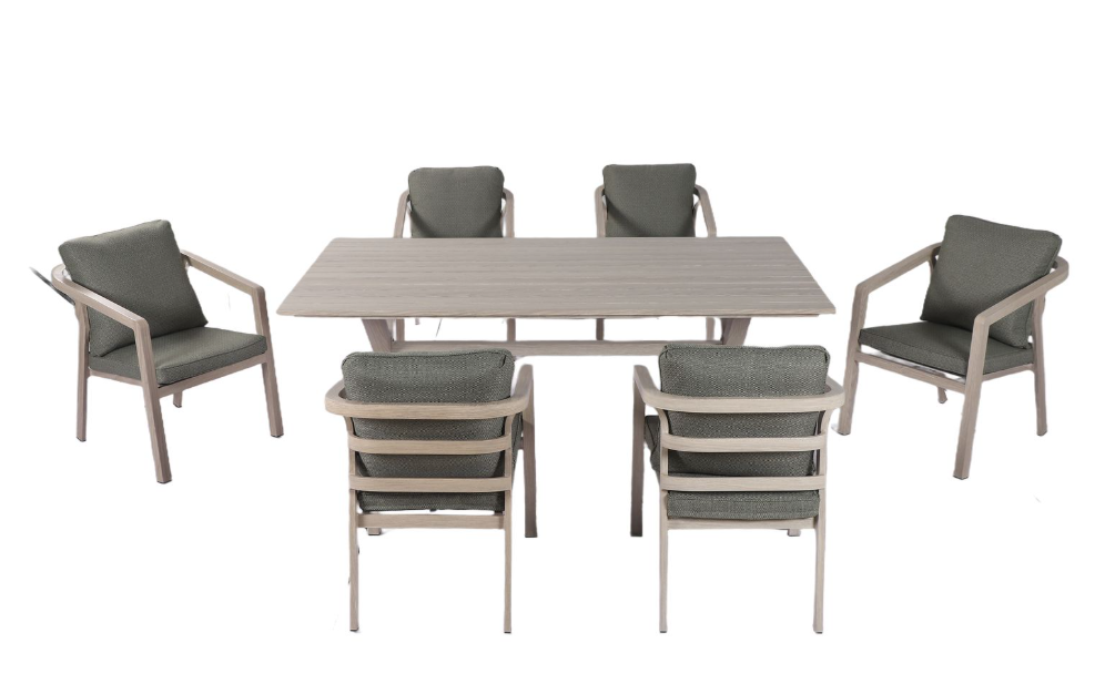 Hartman Loretta 6 Seat Rectangular Set in Driftwood Folie / Meadow