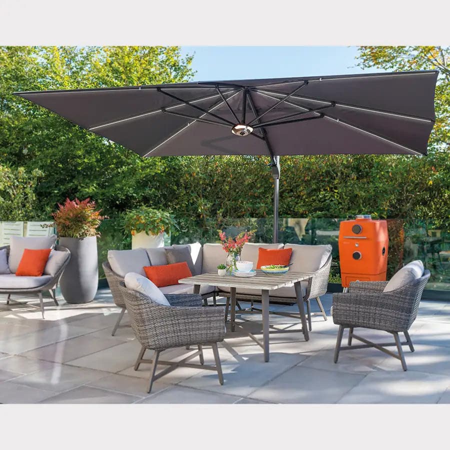 Kettler 4x3m Large Free Arm Parasol with Slate Canopy