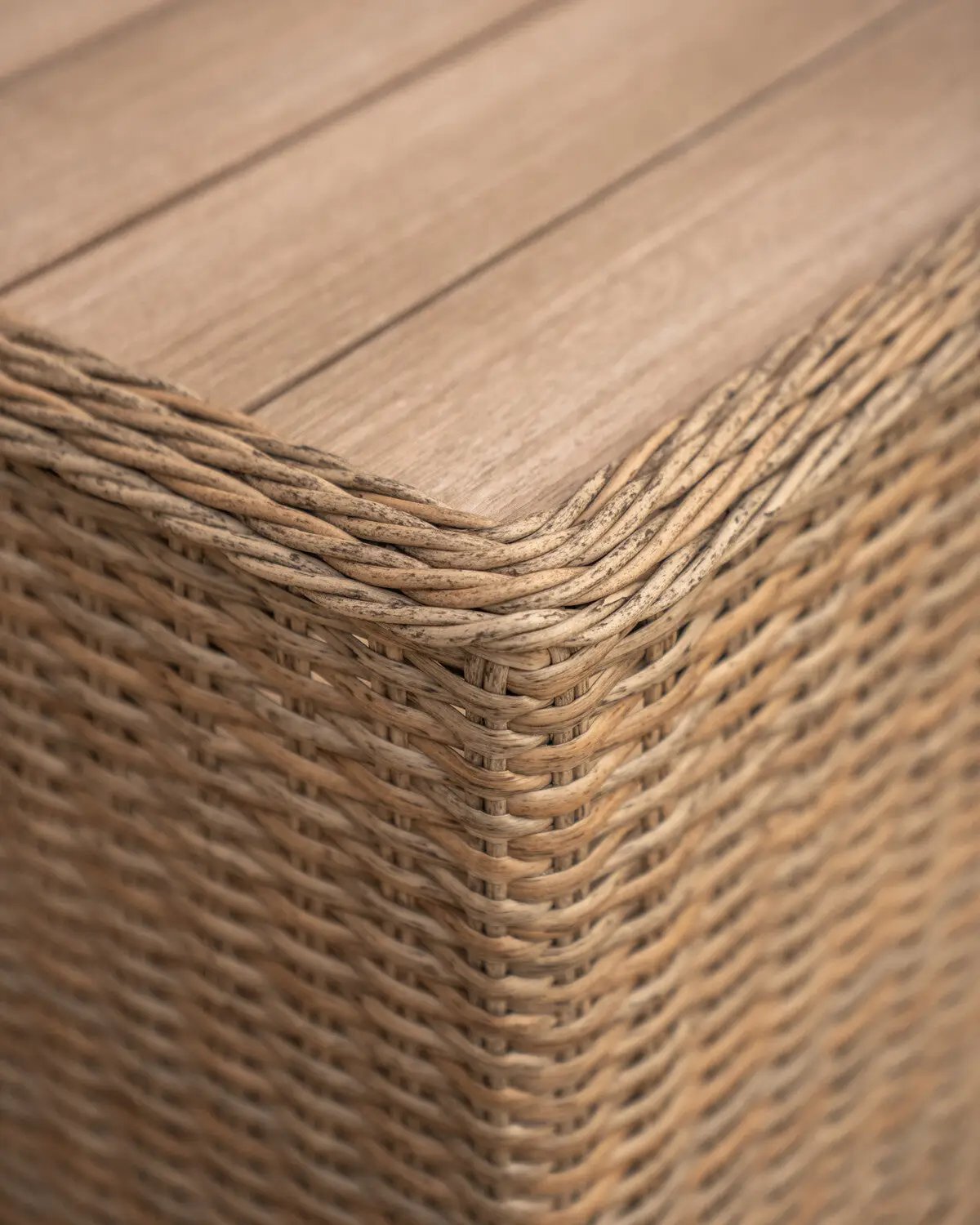 Derwent Relaxer Set with 2 Reclining Armchairs, Footstools & Side Table - close up of rattan