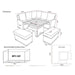 Mid Ulster Garden Centre Amalfi corner dining set line drawing with dimensions for sofa, table, and footstools.