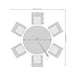 Mid Ulster Garden Centre Bali 6 seat round dining set layout diagram showing table and chair dimensions