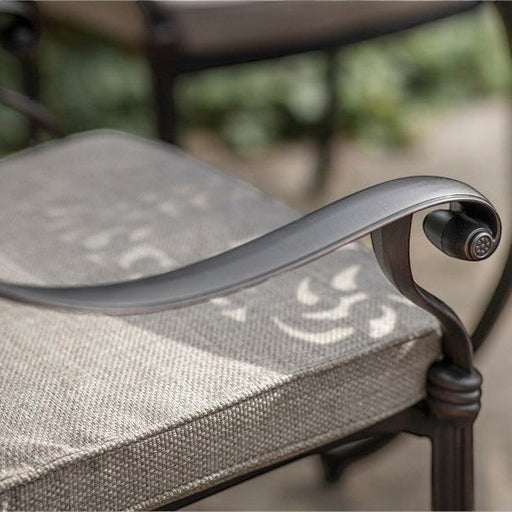 Mid Ulster Garden Centre Bramblecrest Venice bronze cast aluminium armchair with textured seat cushion