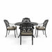 Mid Ulster Garden Centre Bramblecrest Venice 6-seater bronze cast aluminium dining set with ornate chairs and cushions