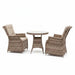 Mid Ulster Garden Centre Hampton 2 seat bistro set with light brown synthetic rattan chairs and round glass table.