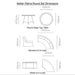 Mid Ulster Garden Centre Kettler Palma round sofa set dimensions diagram showing table, bench, and stool measurements.