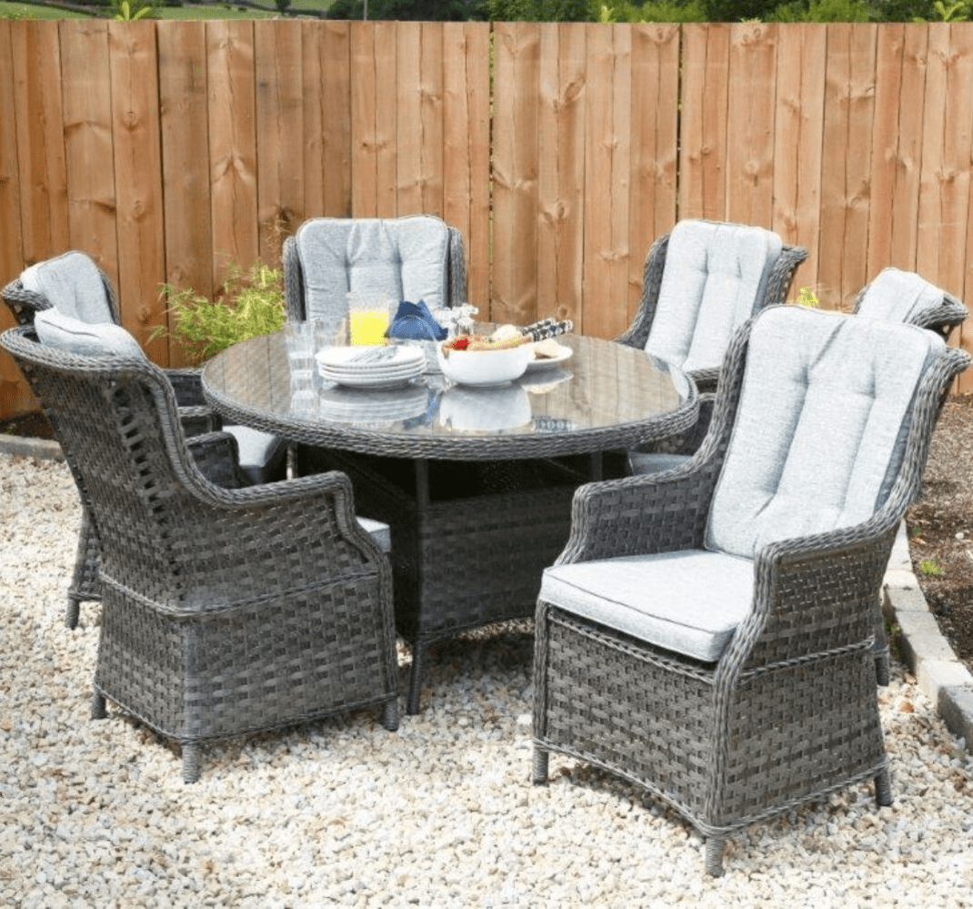 Amalfi Boston High Back 6 Seat Oval Dining Set in Grey