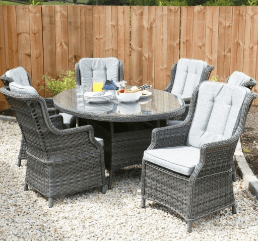 Amalfi Boston High Back 6 Seat Oval Dining Set in Grey