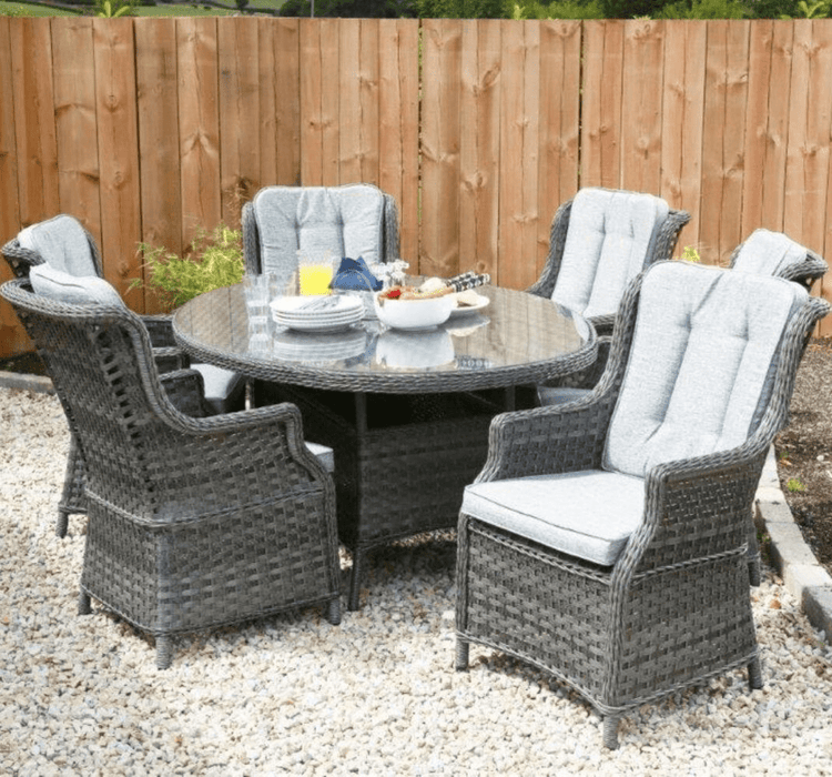 Amalfi Boston High Back 6 Seat Oval Dining Set in Grey