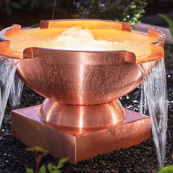Oase Copper Bowl Water Feature Round 60 with 4 spillways