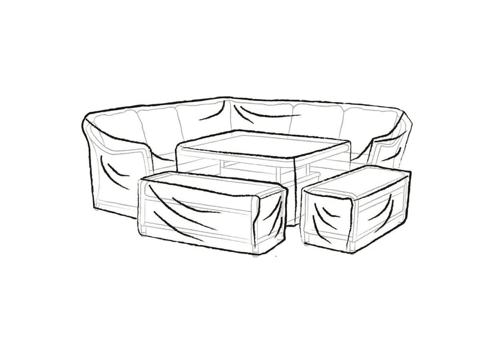 Bramblecrest Curved Corner Set Covers with table & 2 benches - Khaki