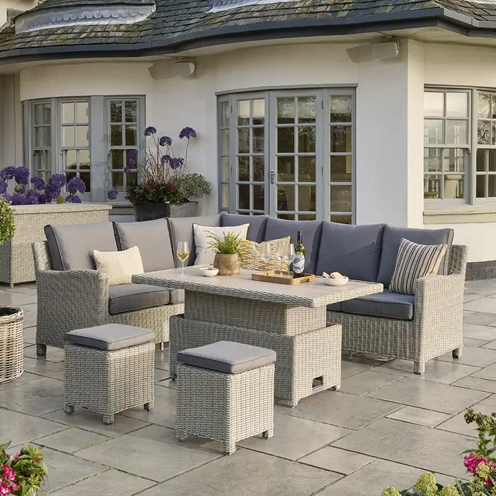 Kettler Palma Signature Corner Seating Right Sided in White Wash (choice of table)