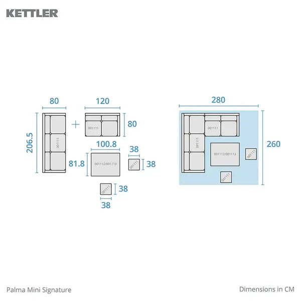 Kettler Palma Signature Mini Corner Set in White Wash