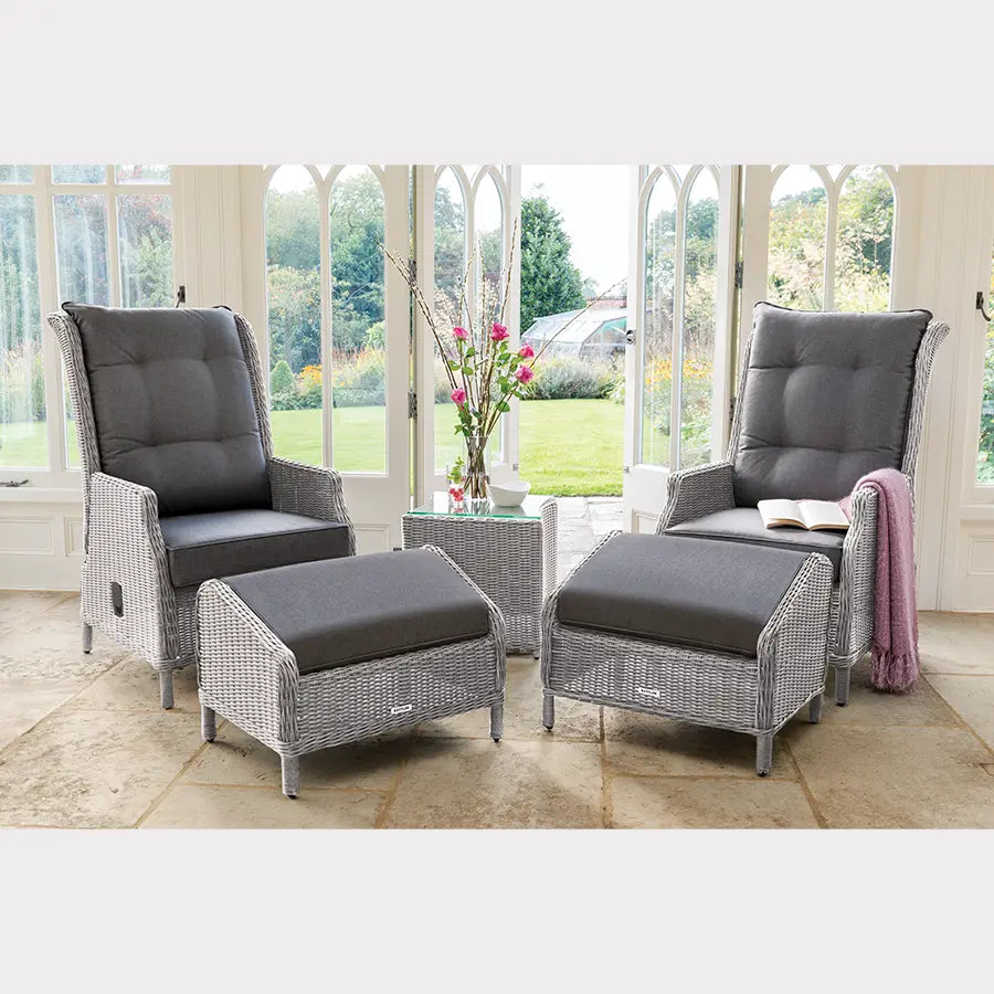 Palma Signature Recliner & Footstool in White Wash