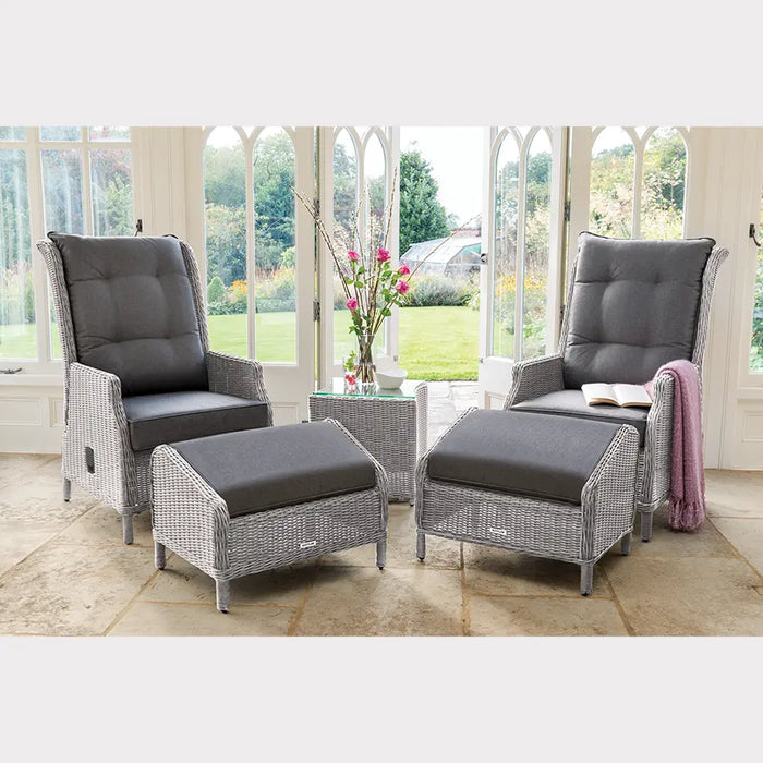 Palma Signature Recliner & Footstool in White Wash