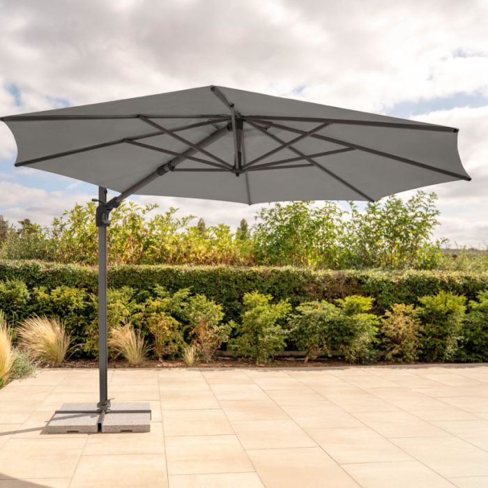 Kettler Luna 3.0m Round Cantilever Parasol with Granite Base - Taupe, Stone or Slate