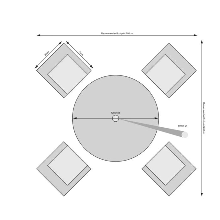Hampton - 4 Seat Set with 120cm Round Table