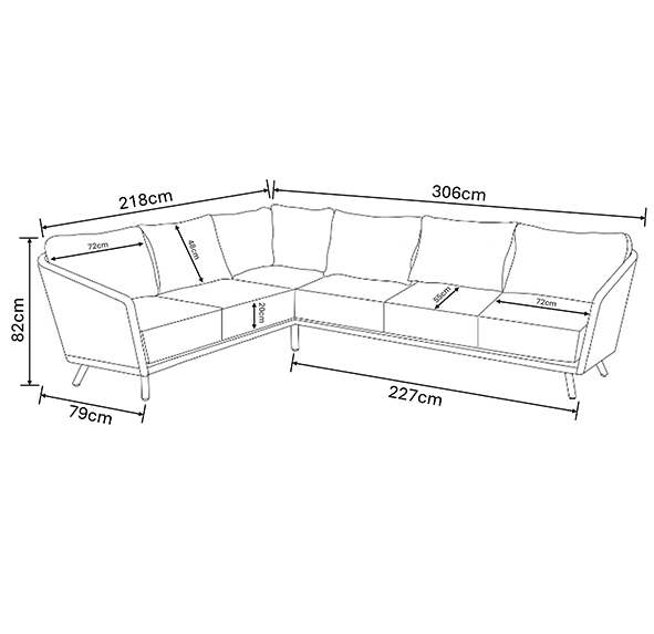 Hartman Silva Rectangular Corner Sofa Set in Nickel / Chai