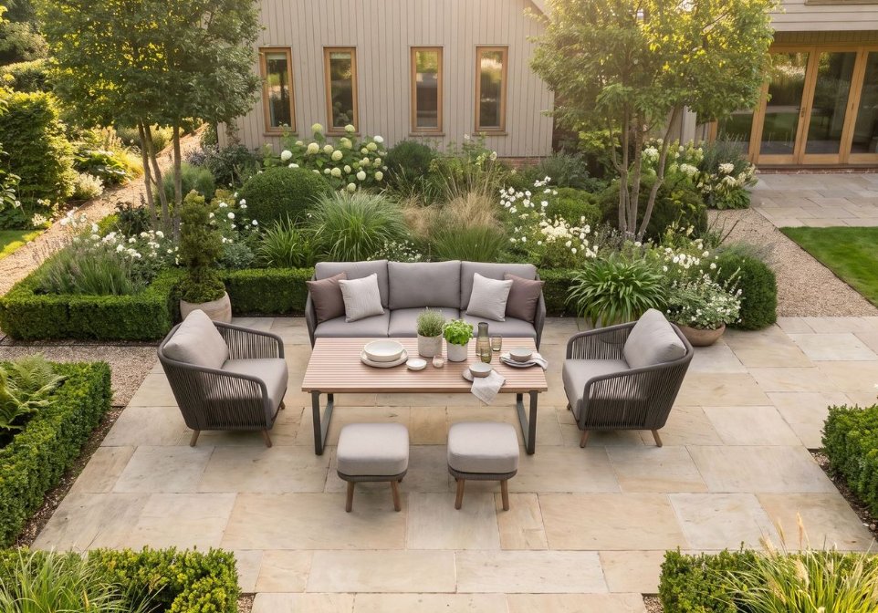Hartman Silva 3 Seat Lounge Set in Nickel / Chai