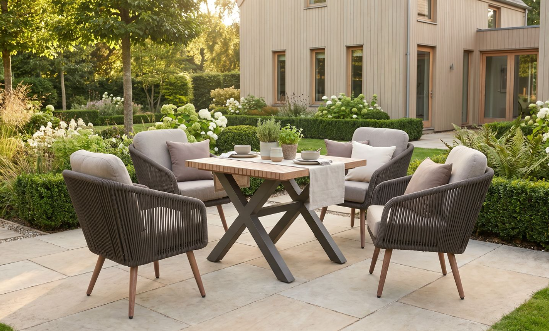 Hartman Silva 4 Seat Square Set in Nickel / Chai