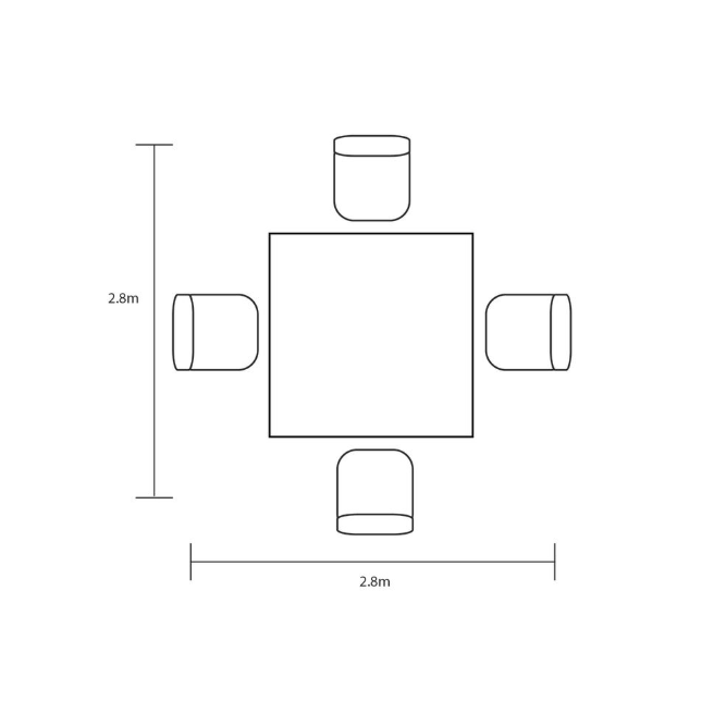 Hartman Silva 4 Seat Square Set in Nickel / Chai