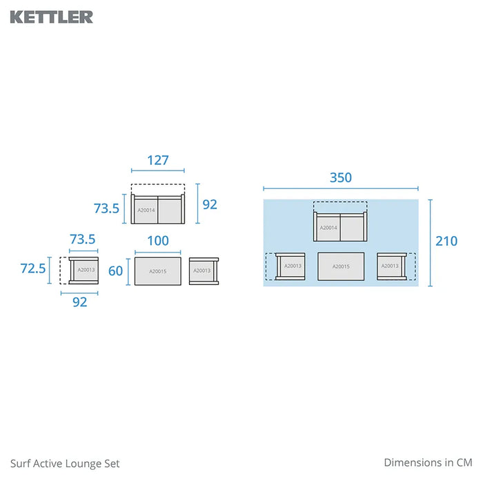 Kettler Surf Active 4 Seat Lounge Set (Ex-Display)