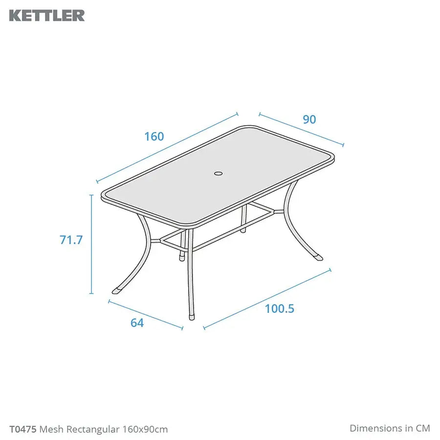 Kettler Caredo 6 Seat Complete Rectangle Dining Set inc Parasol & Cushions