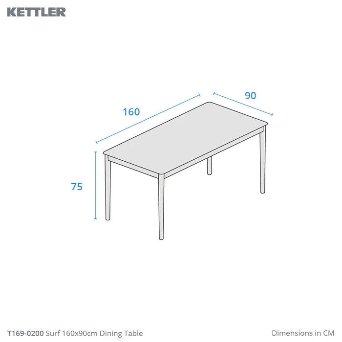 Kettler Surf Rectangle Dining Table 160cm x 90cm