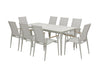 Bramblecrest Sofia Rectangle Table with 8 Armchairs, Parasol & Base Set - Grey