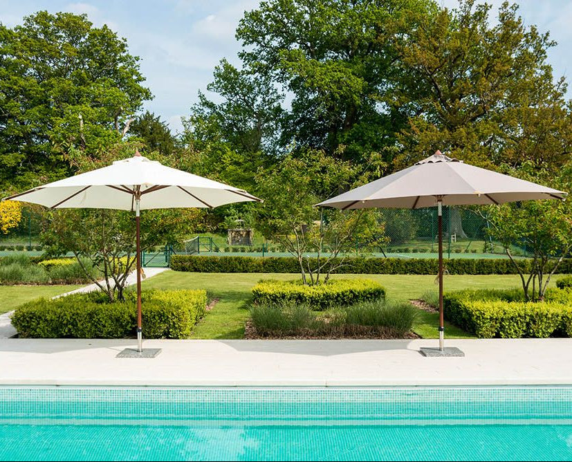 Hardwood Round Luxury Sun Parasol with Pulley 3.5m Dia - UPT35