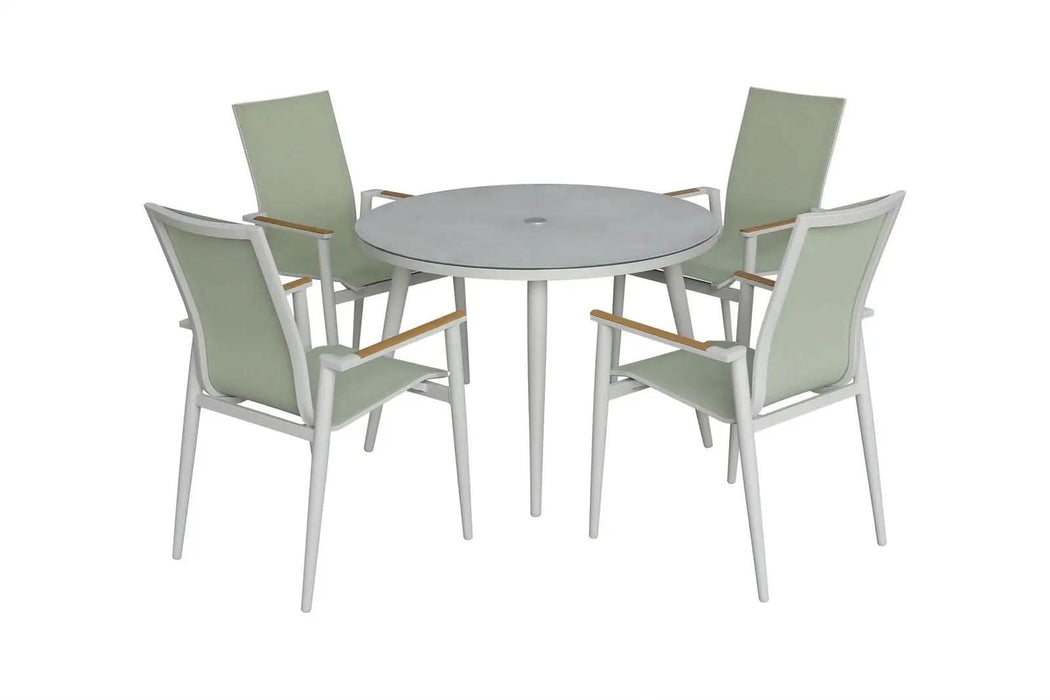 Bramblecrest Sofia 4 Seater Complete Dining Set in Green