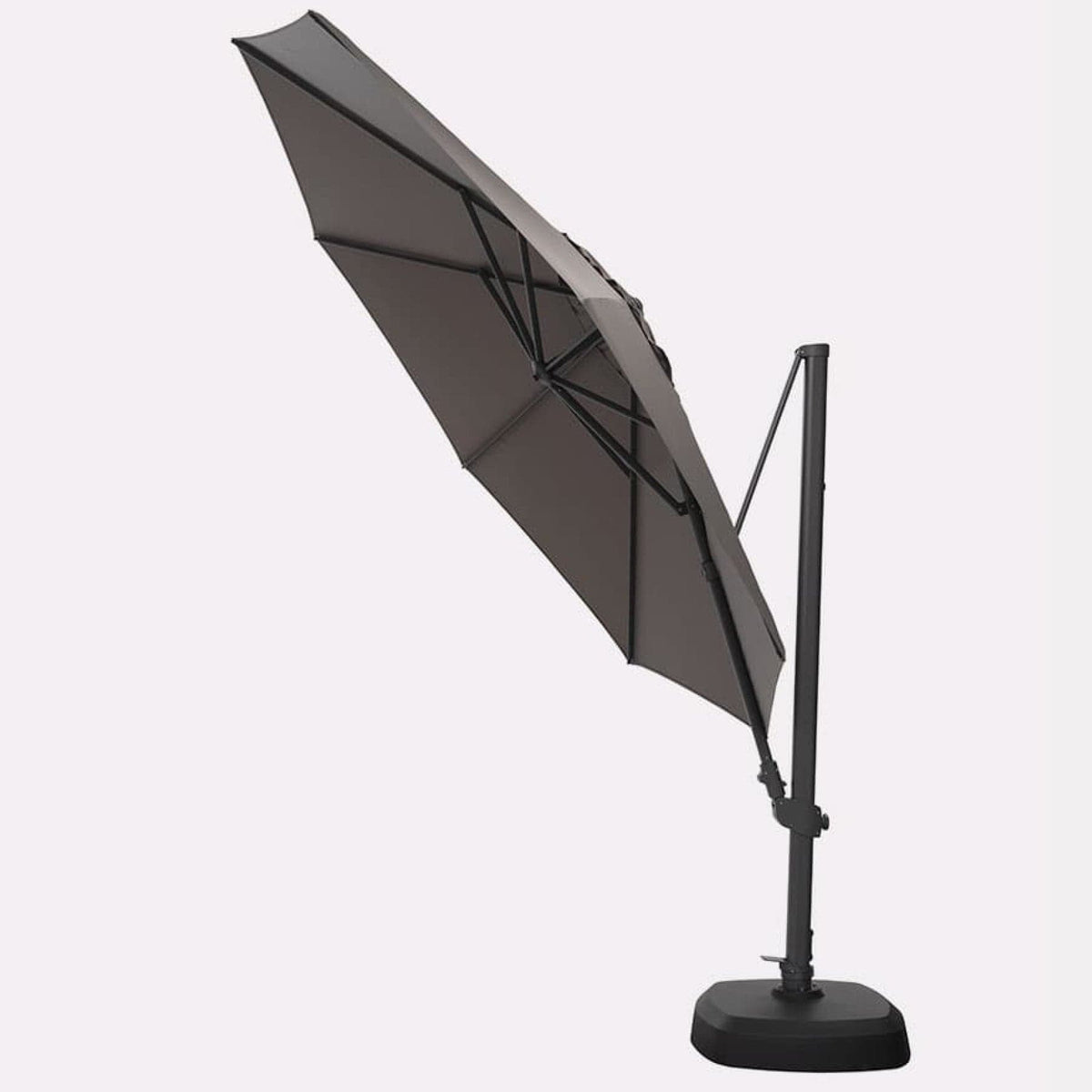 Kettler Garden Furniture Accessories Kettler 3.5m LED Free Arm Large Parasol Grey Frame, Taupe Canopy, LED's and Bluetooth Speaker
