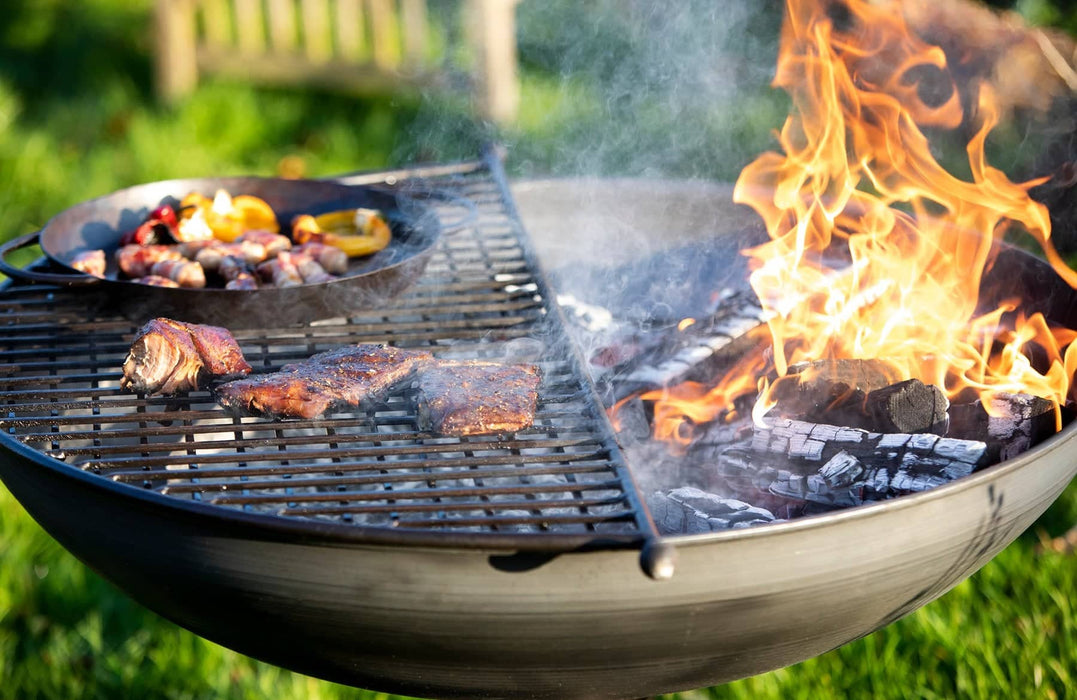 Firepits UK BBQ's and Firepits Plain Jane Garden Fire Pit with Swing Arm BBQ - various sizes from 60cm - 90cm diameter
