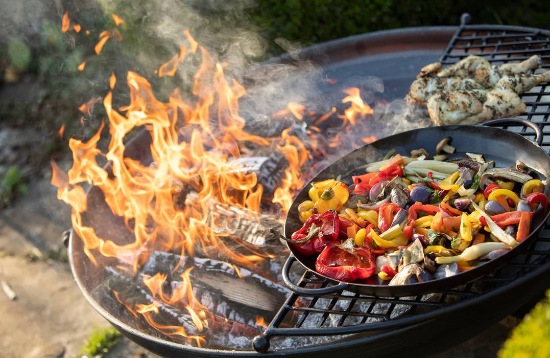 Firepits UK BBQ's and Firepits Plain Jane Garden Fire Pit with Swing Arm BBQ - various sizes from 60cm - 90cm diameter