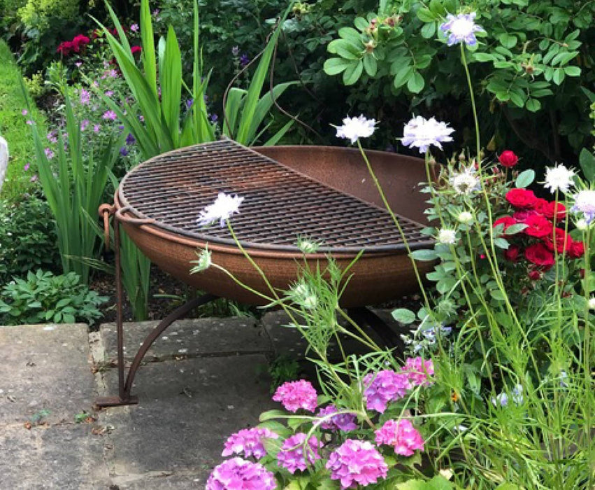 Firepits UK BBQ's and Firepits Plain Jane Garden Fire Pit with Swing Arm BBQ - various sizes from 60cm - 90cm diameter