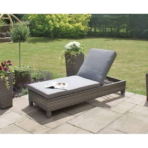 Mercer Garden Furniture Amalfi Sun Lounger Rattan Bed with Side Table
