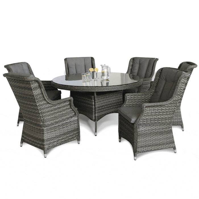 Mercer Garden Furniture Amalfi High Back 6 Seat Grey Rattan Outdoor Dining Set