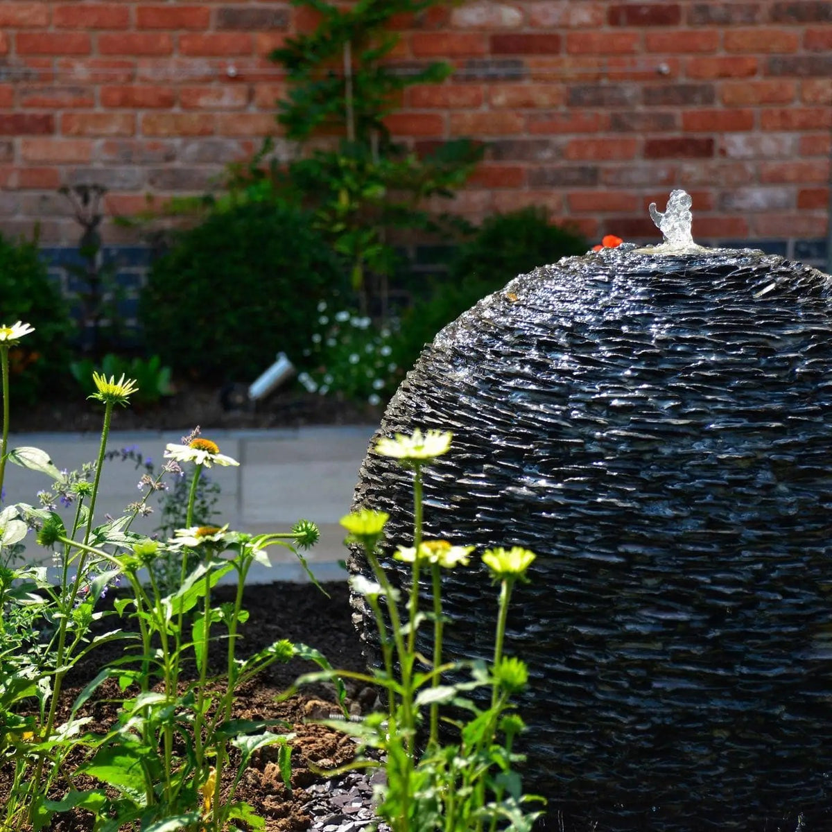 Grey Planet Slate Sphere Garden Water Feature - 30cm Diameter (sphere only)