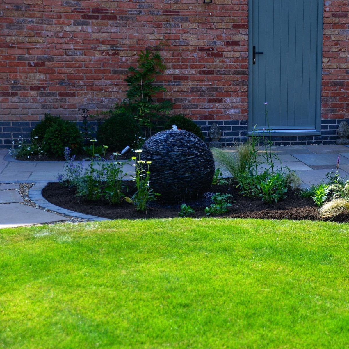 Grey Planet Slate Sphere Water Feature with Complete Package Kit - 90cm Ball