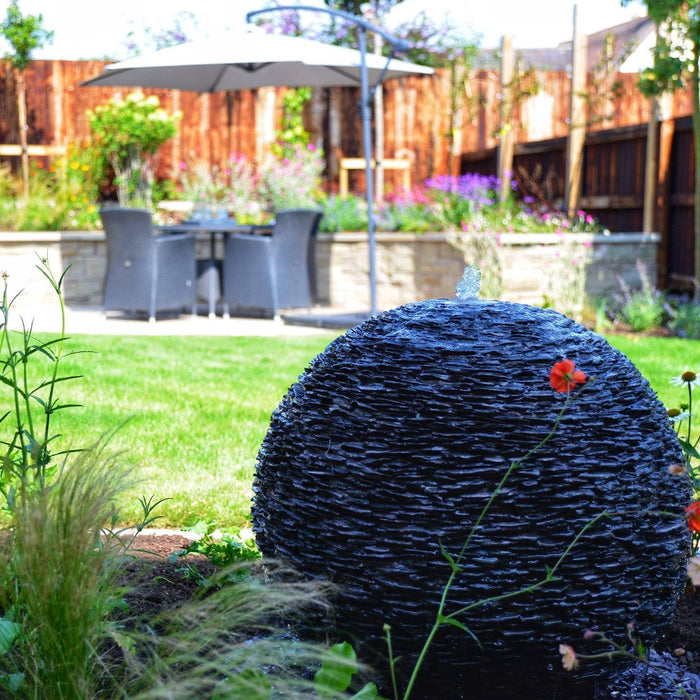 Grey Planet Slate Sphere Garden Water Feature - 40cm Diameter (sphere only)