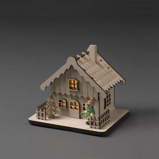Wooden House Silhouette Warm White