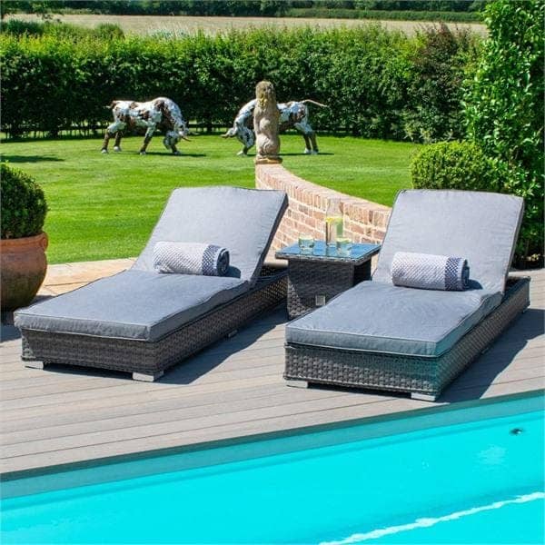 Mercer Garden Furniture Amalfi Sun Lounger Rattan Bed with Side Table