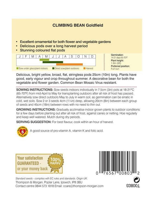 Thompson & Morgan (Uk) Ltd Gardening Thompson & Morgan Climbing Bean Goldfield