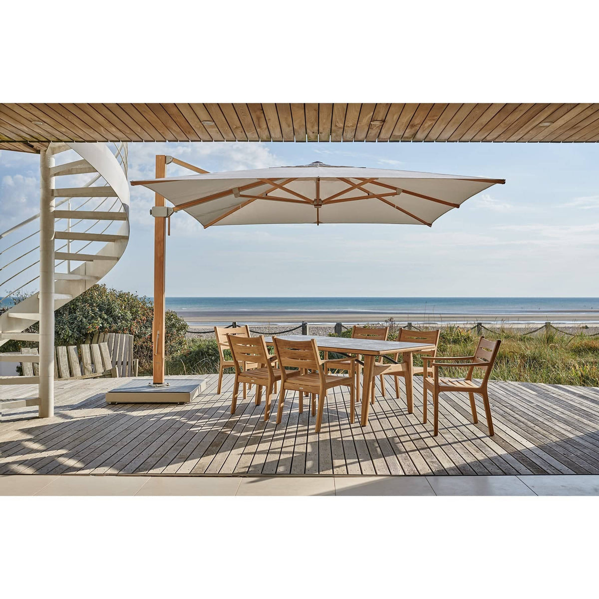 Barlow Tyrie Garden Furniture Accessories Barlow Tyrie Napoli 3.5m Square Cantilever Parasol With In-Ground Base
