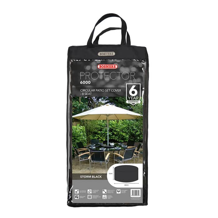 Bosmere Garden Furniture Accessories Bosmere Protector 6000 Circular Patio Set Cover - 8 Seat - Storm Black - D524