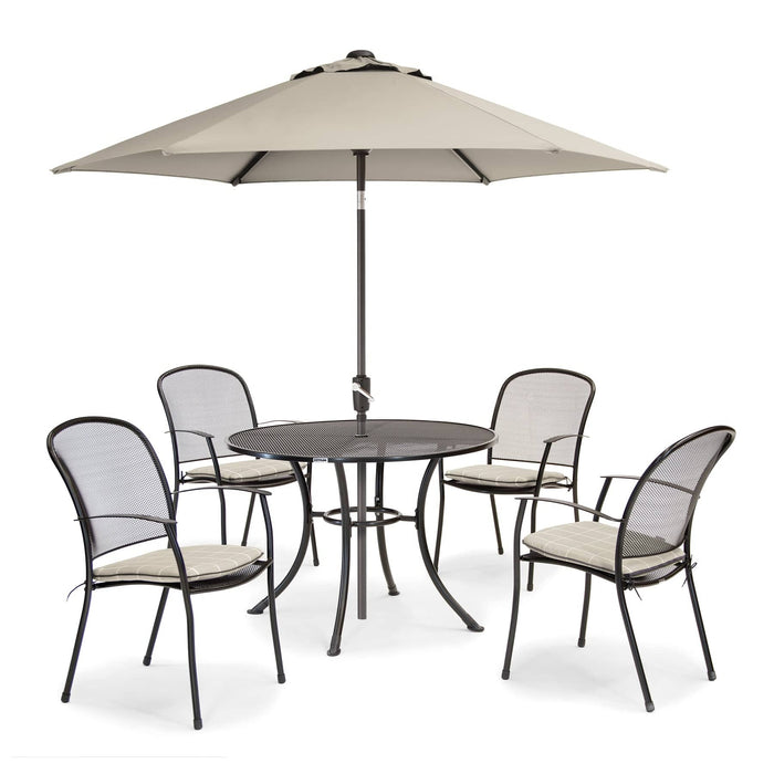 Kettler Caredo 4 Seat Garden Dining Complete Set inc parasol & cushions